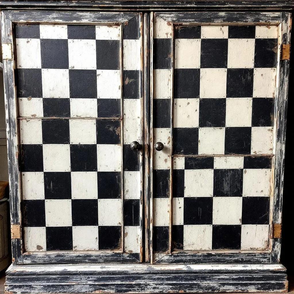 Large Decoupage Paper: Checkerboard Pattern Black and White Upcycling Tissue. Featuring a  checkerboard pattern in  black and white. Perfect for crafters, decorators, and upcycling enthusiasts, this high-quality tissue paper allows you to effortlessly elevate furniture, home decor, and craft pieces into personalized masterpieces. Whether you're redesigning vintage furniture, creating unique wall art, or embellishing glass and metal surfaces, this versatile decoupage paper is your go-to choice