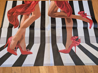 Add a touch of whimsical sophistication to your furniture and crafts with our Funky Decoupage Paper featuring the captivating "Woman in Red Heels" design. Perfect for DIY furniture art, book scrapping, and upcycling, this eye-catching tissue paper combines modern style with playful charm, making every piece uniquely yours. Crafted with high-quality decoupage paper, this design showcases a stylish silhouette of a woman’s legs in striking red high heels, set against a bold striped background.