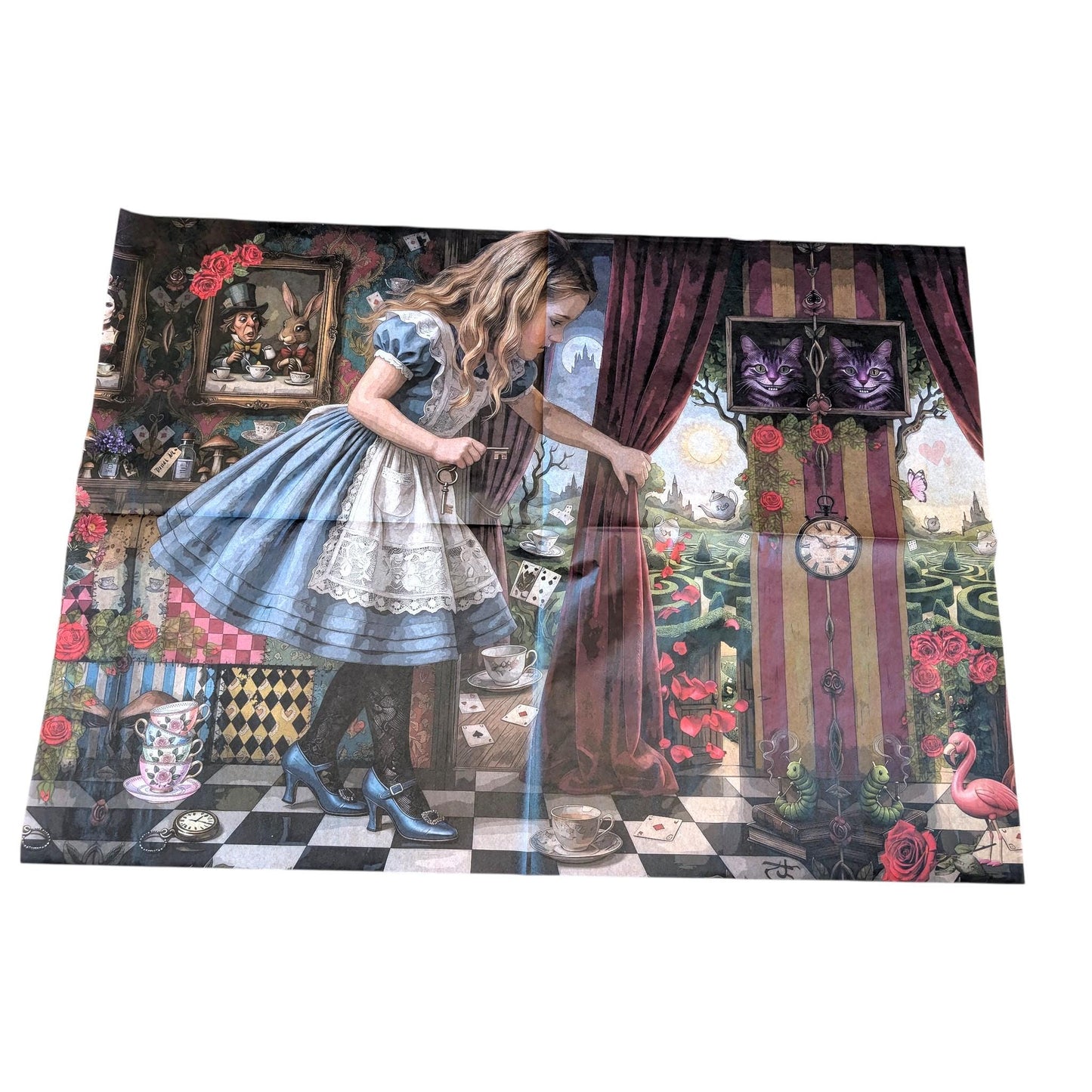 Discover the magic of storytelling with our Alice in Wonderland Decoupage Paper, a vibrant and whimsical addition to your DIY craft supplies. Perfect for adding a touch of fairy core charm to your projects, this high-quality tissue paper features detailed and colorful designs inspired by Lewis Carroll’s beloved characters and scenes. Whether you're creating whimsical home decor, themed party decorations, or unique craft pieces, this decoupage paper brings a splash of fantasy and imagination