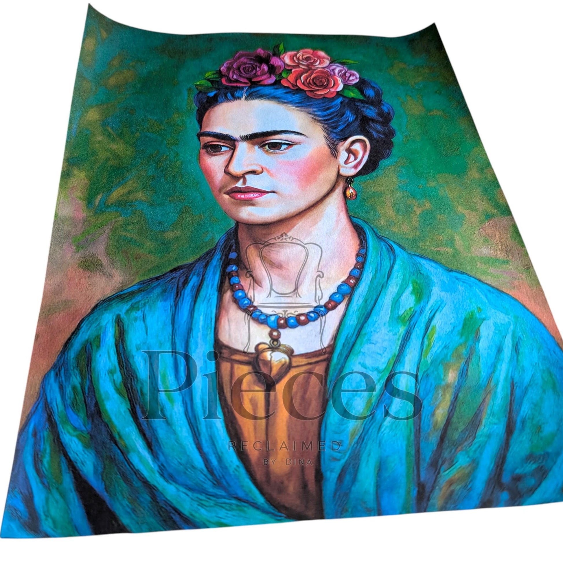 Frida Kahlo Decoupage Paper | Mexican Folk Art Tissue Paper for Crafts, Home Decor, and  Wall Art. Bring vibrant Mexican folk art into your creative projects with this stunning Frida Kahlo Decoupage Paper. Designed as a high-quality tissue paper, this 8.5 by 11-inch sheet features a captivating depiction of the iconic artist, perfect for adding a touch of retro elegance and modern flair to your home decor, crafts, and DIY masterpieces. Mexican folk wall art. Frida print. Frida Kahlo wall art