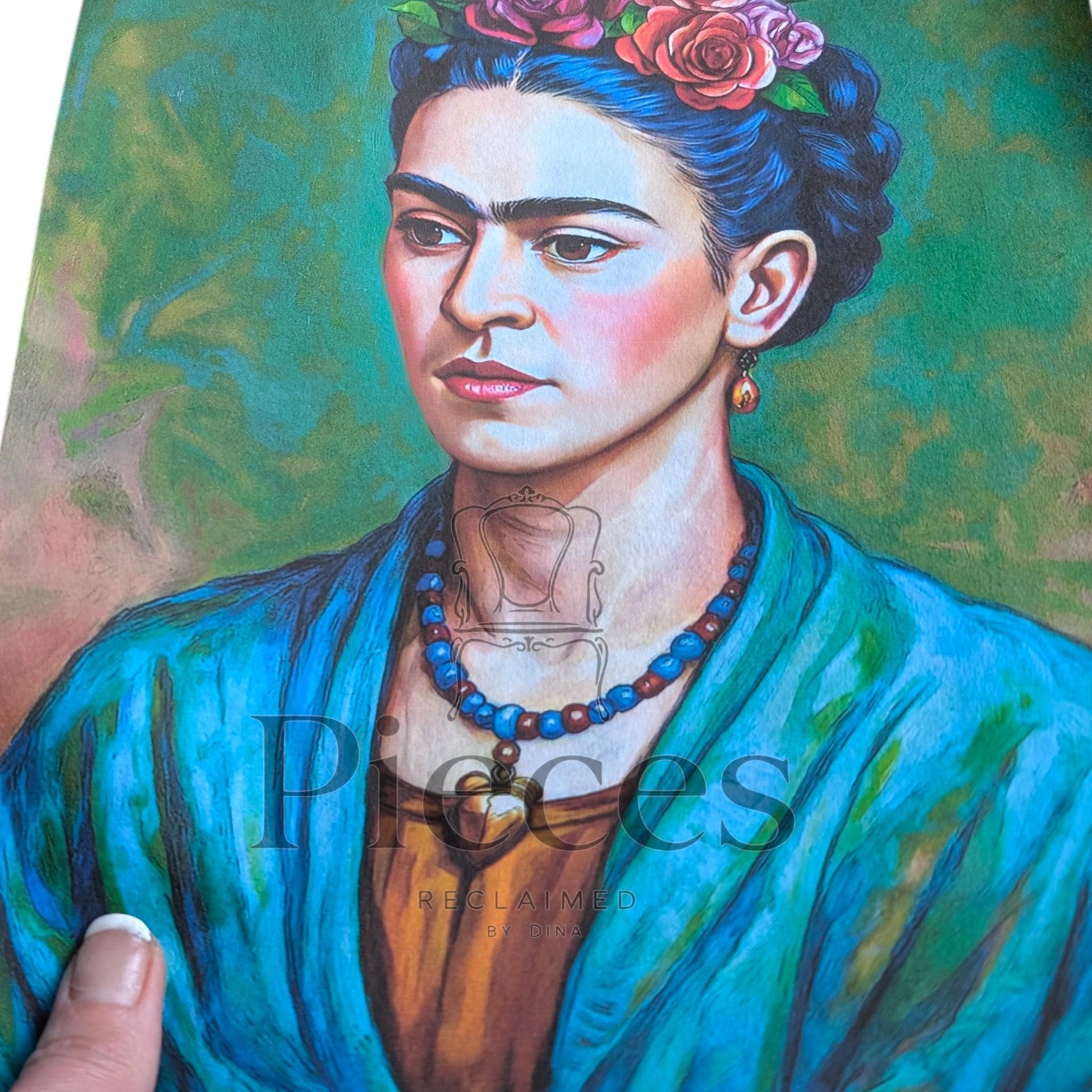 Frida Kahlo Decoupage Paper | Mexican Folk Art Tissue Paper for Crafts, Home Decor, and  Wall Art. Bring vibrant Mexican folk art into your creative projects with this stunning Frida Kahlo Decoupage Paper. Designed as a high-quality tissue paper, this 8.5 by 11-inch sheet features a captivating depiction of the iconic artist, perfect for adding a touch of retro elegance and modern flair to your home decor, crafts, and DIY masterpieces. Mexican folk wall art. Frida print. Frida Kahlo wall art