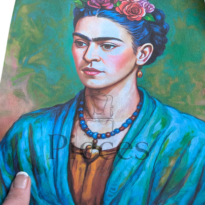 Frida Kahlo Decoupage Paper | Mexican Folk Art Tissue Paper for Crafts, Home Decor, and  Wall Art. Bring vibrant Mexican folk art into your creative projects with this stunning Frida Kahlo Decoupage Paper. Designed as a high-quality tissue paper, this 8.5 by 11-inch sheet features a captivating depiction of the iconic artist, perfect for adding a touch of retro elegance and modern flair to your home decor, crafts, and DIY masterpieces. Mexican folk wall art. Frida print. Frida Kahlo wall art