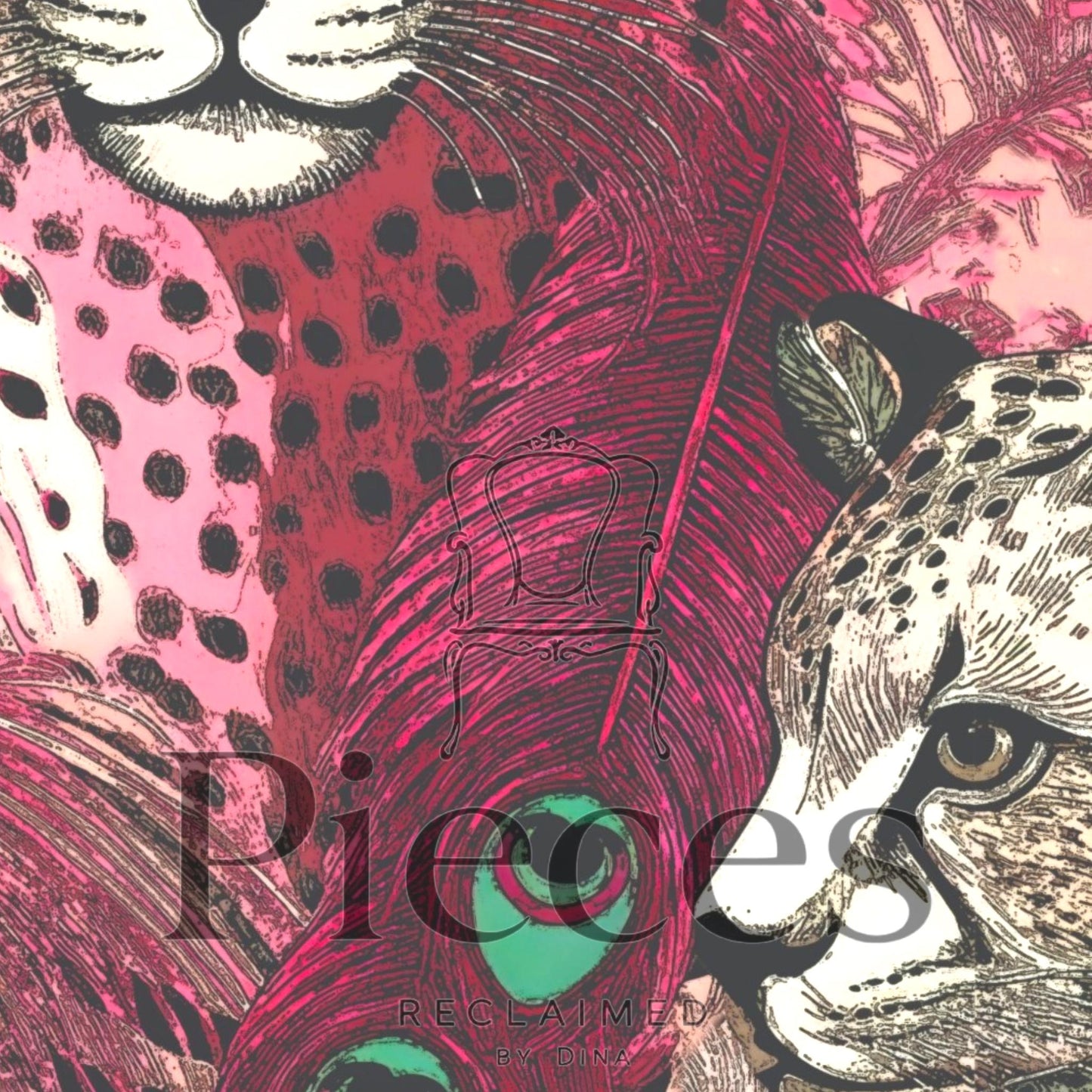 Fairy Core Decoupage Paper Pink Tiger Design. Upcycle furniture & Home Decor Supplies