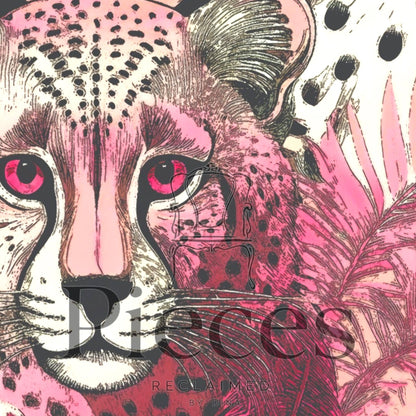 Fairy Core Decoupage Paper Pink Tiger Design. Upcycle furniture & Home Decor Supplies