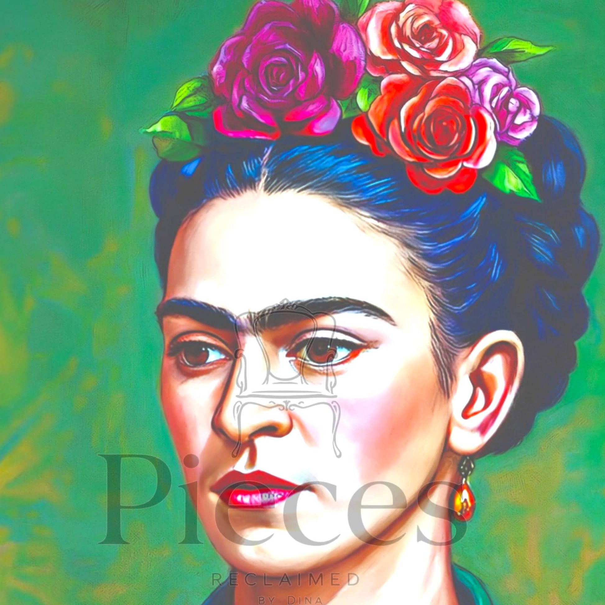 Frida Kahlo Decoupage Paper | Mexican Folk Art Tissue Paper for Crafts, Home Decor, and  Wall Art. Bring vibrant Mexican folk art into your creative projects with this stunning Frida Kahlo Decoupage Paper. Designed as a high-quality tissue paper, this 8.5 by 11-inch sheet features a captivating depiction of the iconic artist, perfect for adding a touch of retro elegance and modern flair to your home decor, crafts, and DIY masterpieces. Mexican folk wall art. Frida print. Frida Kahlo wall art