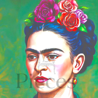 Frida Kahlo Decoupage Paper | Mexican Folk Art Tissue Paper for Crafts, Home Decor, and  Wall Art. Bring vibrant Mexican folk art into your creative projects with this stunning Frida Kahlo Decoupage Paper. Designed as a high-quality tissue paper, this 8.5 by 11-inch sheet features a captivating depiction of the iconic artist, perfect for adding a touch of retro elegance and modern flair to your home decor, crafts, and DIY masterpieces. Mexican folk wall art. Frida print. Frida Kahlo wall art