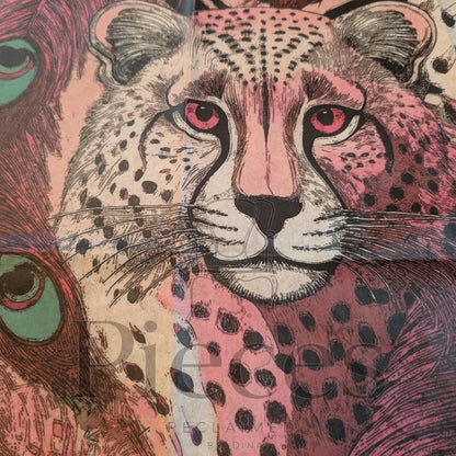 Fairy Core Decoupage Paper Pink Tiger Design. Upcycle furniture & Home Decor Supplies