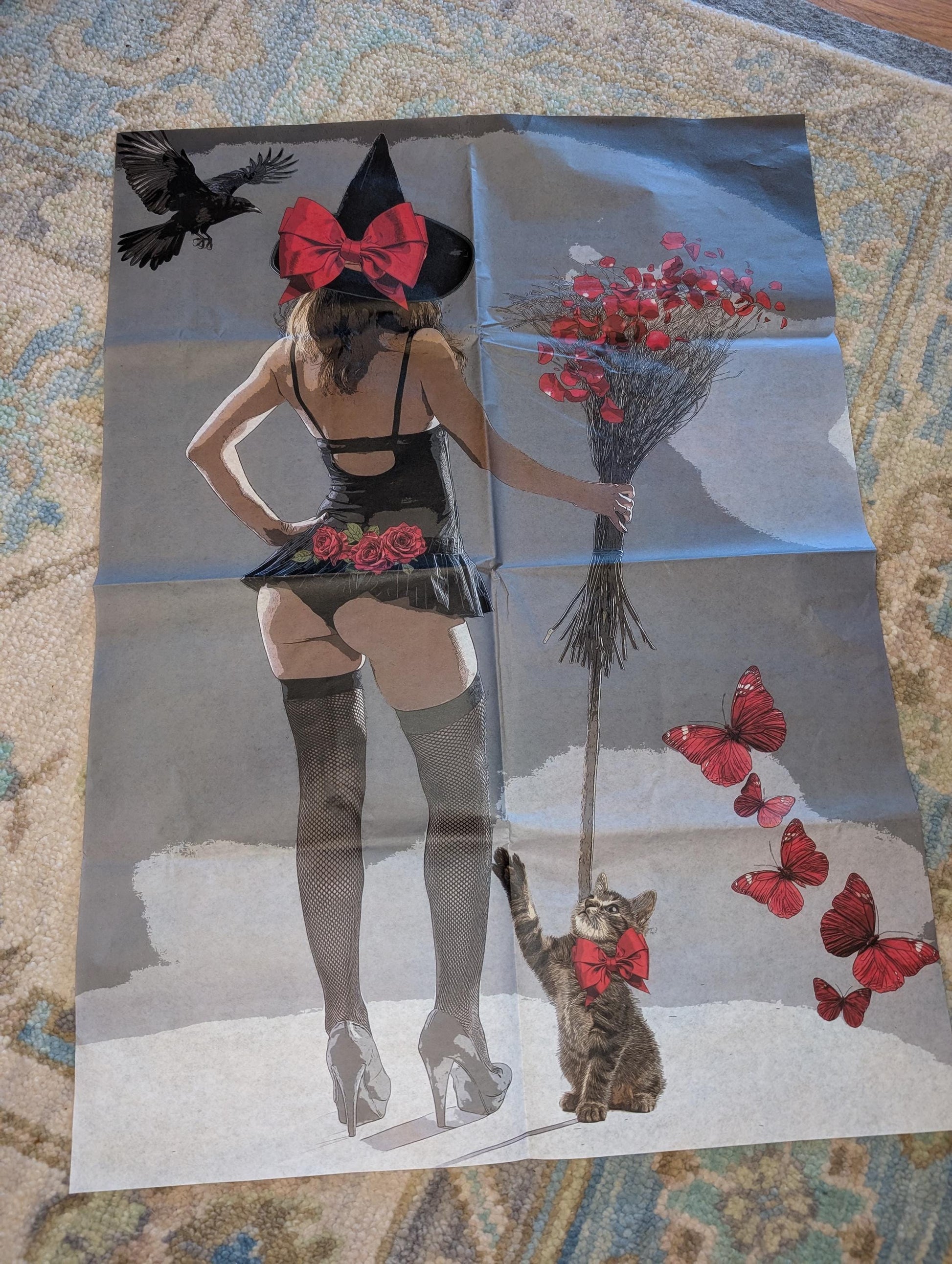 Large Decoupage Paper featuring the whimsical Queen of Hearts Fairy, perfect for adding a touch of fantasy and enchantment to your craft projects. This high-quality decoupage tissue captures the charming essence of Alice in Wonderland and fairy tale whimsy, making it ideal for transforming furniture, creating unique art pieces, or embellishing stationery with a playful yet elegant flair.  Crafted from premium rice paper or craft tissue, this decoupage paper is easy to work with and beautiful
