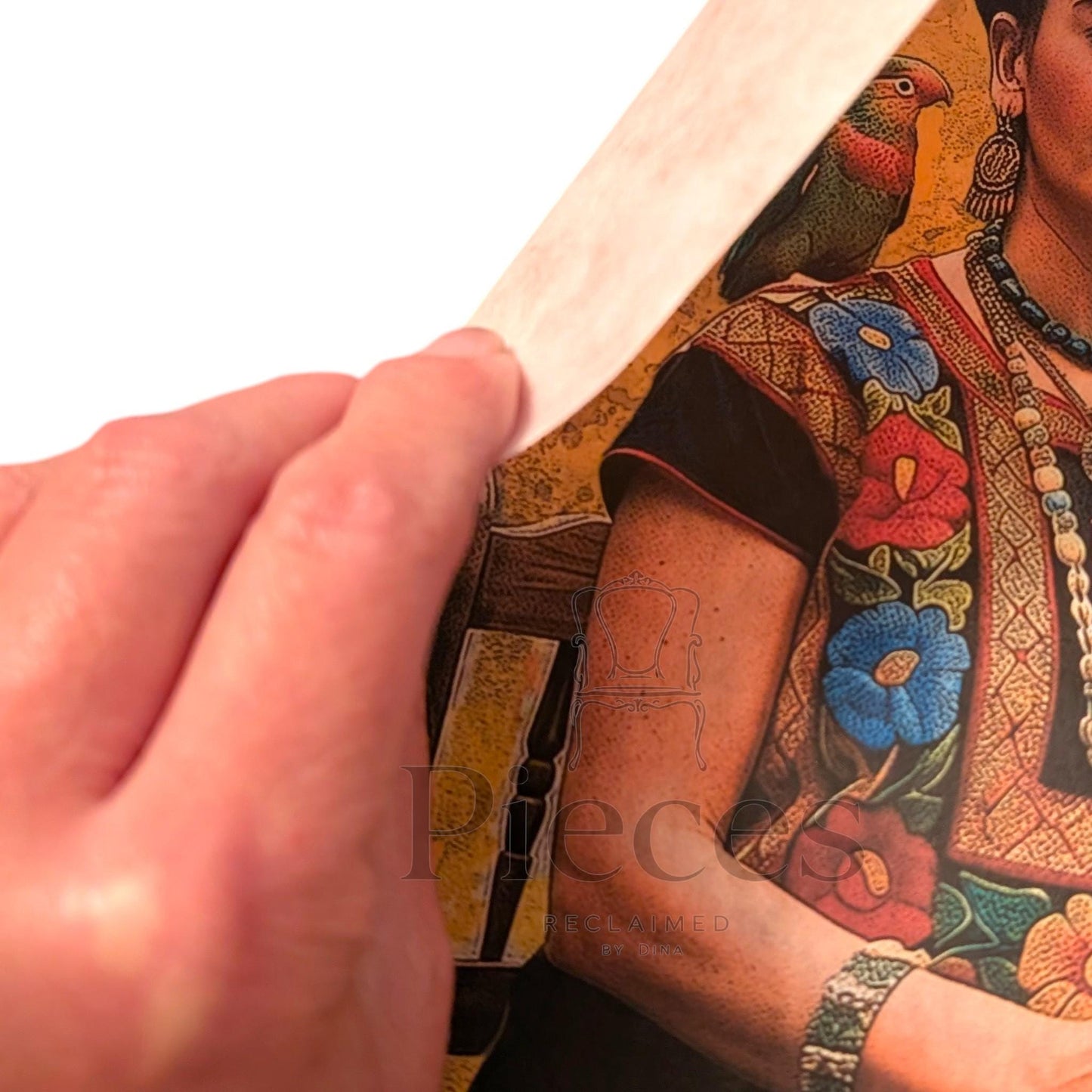 Frida Kahlo Decoupage Paper | Mexican Folk Art Tissue Paper for Crafts, Home Decor, and  Wall Art. Bring vibrant Mexican folk art into your creative projects with this stunning Frida Kahlo Decoupage Paper. Designed as a high-quality tissue paper, this 8.5 by 11-inch sheet features a captivating depiction of the iconic artist, perfect for adding a touch of retro elegance and modern flair to your home decor, crafts, and DIY masterpieces. Mexican folk wall art. Frida print. Frida Kahlo wall art