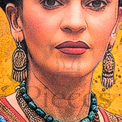 Frida Kahlo Decoupage Paper | Mexican Folk Art Tissue Paper for Crafts, Home Decor, and  Wall Art. Bring vibrant Mexican folk art into your creative projects with this stunning Frida Kahlo Decoupage Paper. Designed as a high-quality tissue paper, this 8.5 by 11-inch sheet features a captivating depiction of the iconic artist, perfect for adding a touch of retro elegance and modern flair to your home decor, crafts, and DIY masterpieces. Mexican folk wall art. Frida print. Frida Kahlo wall art