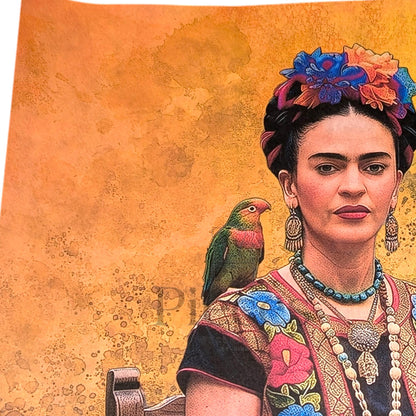 Frida Kahlo Decoupage Paper | Mexican Folk Art Tissue Paper for Crafts, Home Decor, and  Wall Art. Bring vibrant Mexican folk art into your creative projects with this stunning Frida Kahlo Decoupage Paper. Designed as a high-quality tissue paper, this 8.5 by 11-inch sheet features a captivating depiction of the iconic artist, perfect for adding a touch of retro elegance and modern flair to your home decor, crafts, and DIY masterpieces. Mexican folk wall art. Frida print. Frida Kahlo wall art