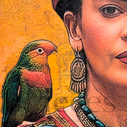 Frida Kahlo Decoupage Paper | Mexican Folk Art Tissue Paper for Crafts, Home Decor, and  Wall Art. Bring vibrant Mexican folk art into your creative projects with this stunning Frida Kahlo Decoupage Paper. Designed as a high-quality tissue paper, this 8.5 by 11-inch sheet features a captivating depiction of the iconic artist, perfect for adding a touch of retro elegance and modern flair to your home decor, crafts, and DIY masterpieces. Mexican folk wall art. Frida print. Frida Kahlo wall art