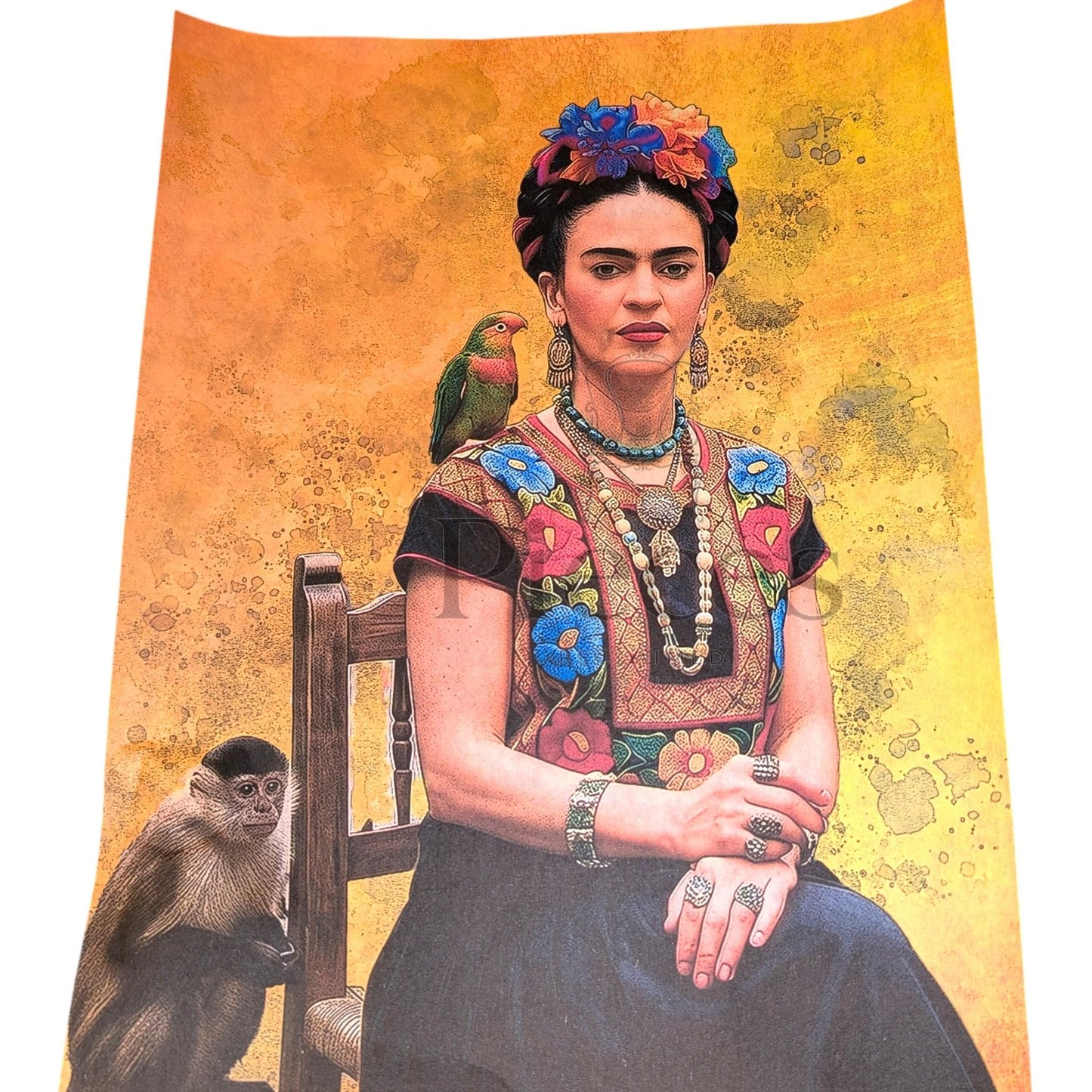 Frida Kahlo Decoupage Paper | Mexican Folk Art Tissue Paper for Crafts, Home Decor, and  Wall Art. Bring vibrant Mexican folk art into your creative projects with this stunning Frida Kahlo Decoupage Paper. Designed as a high-quality tissue paper, this 8.5 by 11-inch sheet features a captivating depiction of the iconic artist, perfect for adding a touch of retro elegance and modern flair to your home decor, crafts, and DIY masterpieces. Mexican folk wall art. Frida print. Frida Kahlo wall art