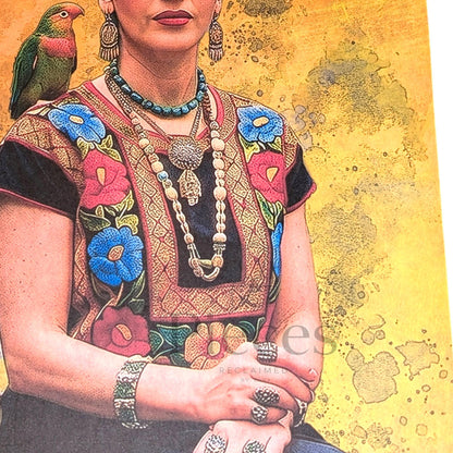 Frida Kahlo Decoupage Paper | Mexican Folk Art Tissue Paper for Crafts, Home Decor, and  Wall Art. Bring vibrant Mexican folk art into your creative projects with this stunning Frida Kahlo Decoupage Paper. Designed as a high-quality tissue paper, this 8.5 by 11-inch sheet features a captivating depiction of the iconic artist, perfect for adding a touch of retro elegance and modern flair to your home decor, crafts, and DIY masterpieces. Mexican folk wall art. Frida print. Frida Kahlo wall art
