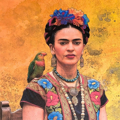 Frida Kahlo Decoupage Paper | Mexican Folk Art Tissue Paper for Crafts, Home Decor, and  Wall Art. Bring vibrant Mexican folk art into your creative projects with this stunning Frida Kahlo Decoupage Paper. Designed as a high-quality tissue paper, this 8.5 by 11-inch sheet features a captivating depiction of the iconic artist, perfect for adding a touch of retro elegance and modern flair to your home decor, crafts, and DIY masterpieces. Mexican folk wall art. Frida print. Frida Kahlo wall art