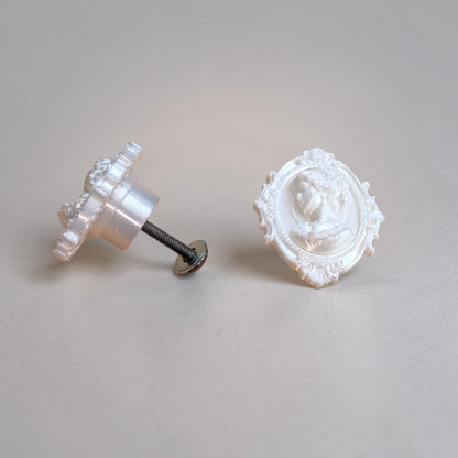 Add a touch of gothic elegance to your furniture with this stunning 3D-printed Cameo Cabinet Drawer Pull. Designed to elevate your cabinetry, this drawer knob combines vintage charm with modern craftsmanship, making it perfect for furniture hardware, wardrobe handles, kitchen hardware, and bathroom remodels. Crafted with attention to detail, this gothic-inspired drawer pull features intricate carved accents that evoke a sense of timeless sophistication.