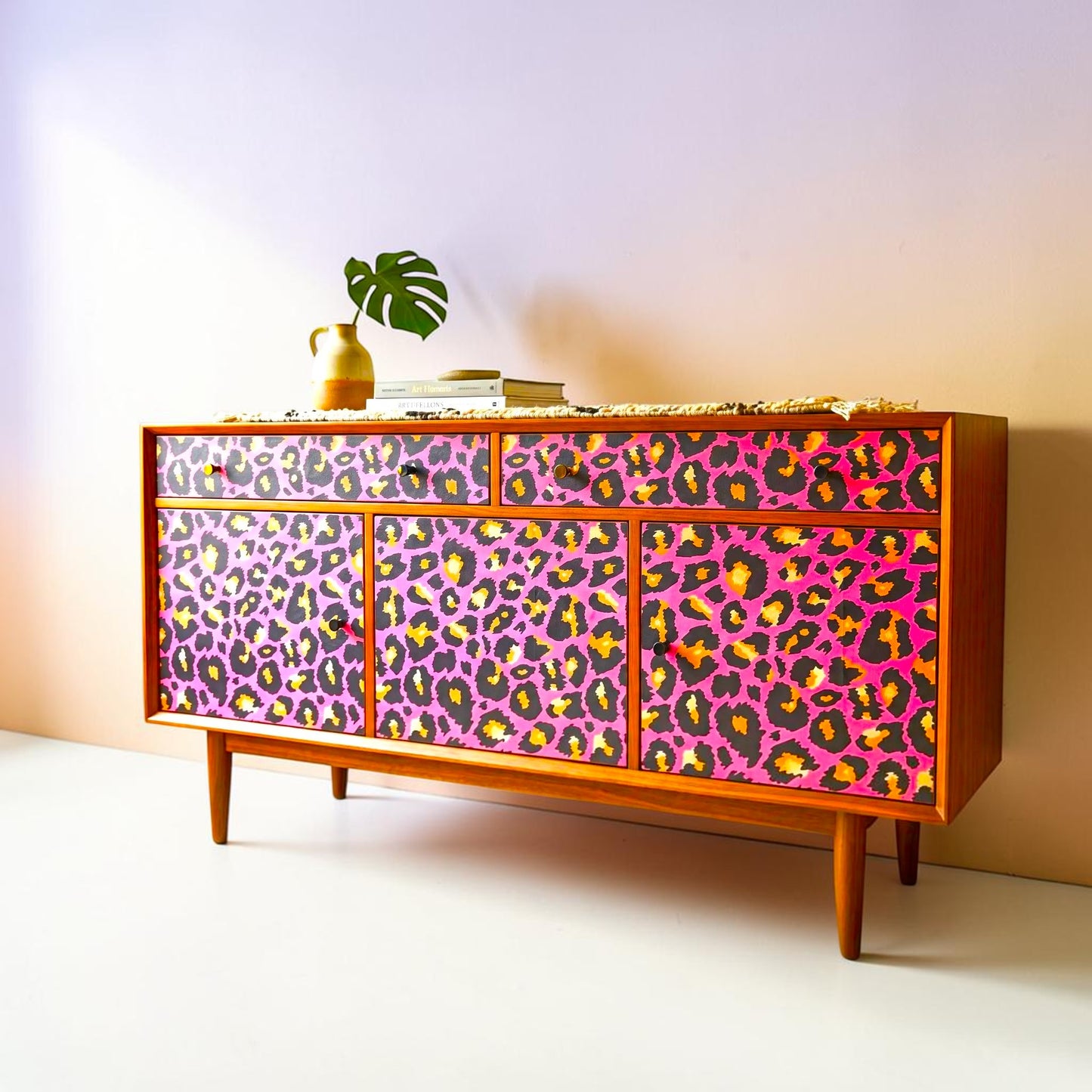 Decoupage Paper - Hot Pink Leopard  Print Tissue Paper for Furniture Upcycling and Mixed Media Art