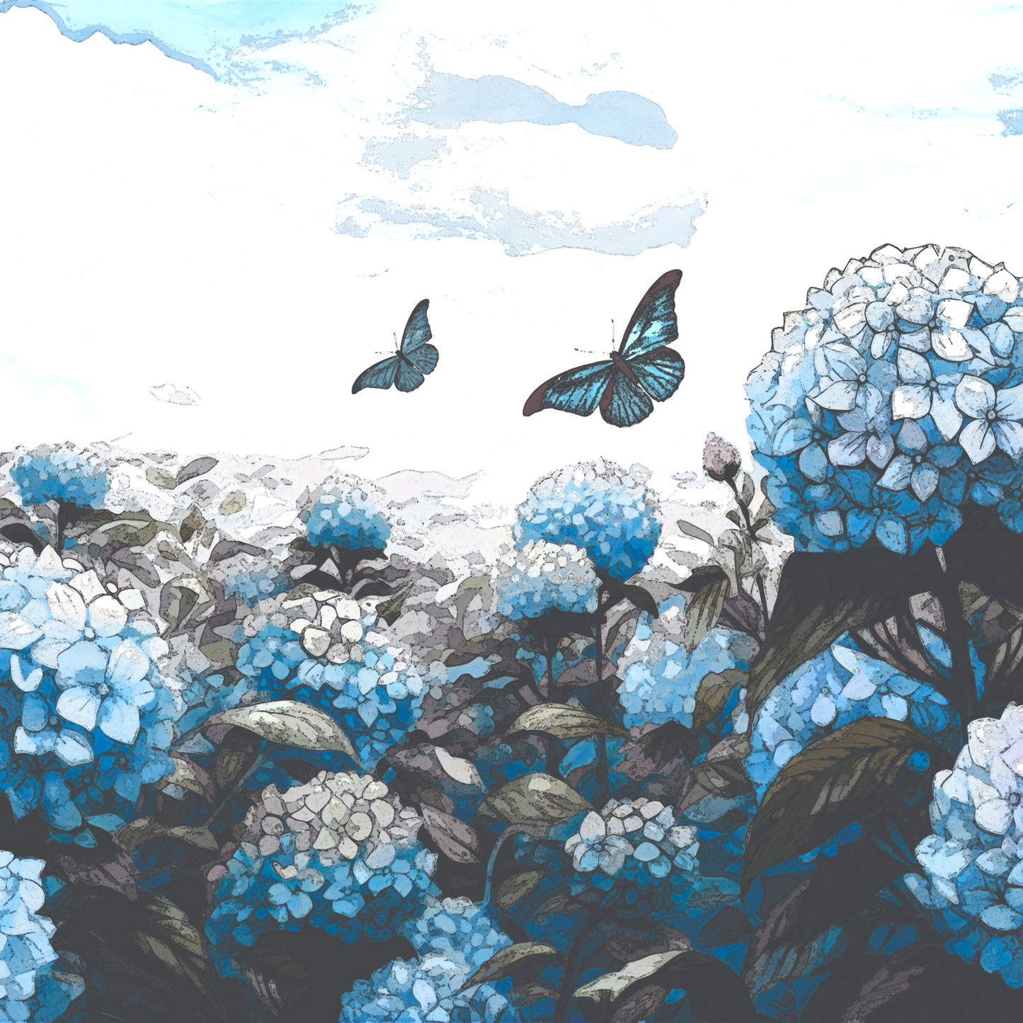 Hydrangea Dream Tissue Paper: Blue Floral Decoupage, Furniture Upcycling