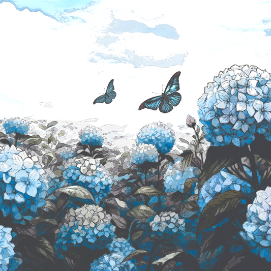 Hydrangea Dream Tissue Paper: Blue Floral Decoupage, Furniture Upcycling