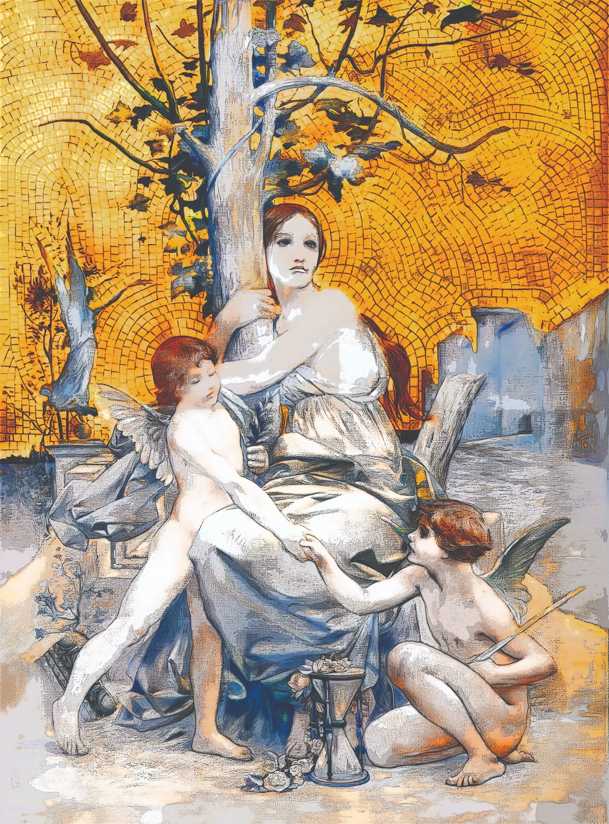 Allegory of Time 1896 by Luc-Olivier Merson Decoupage Paper | Vintage Art Furniture Reproduction Pieces Reclaimed