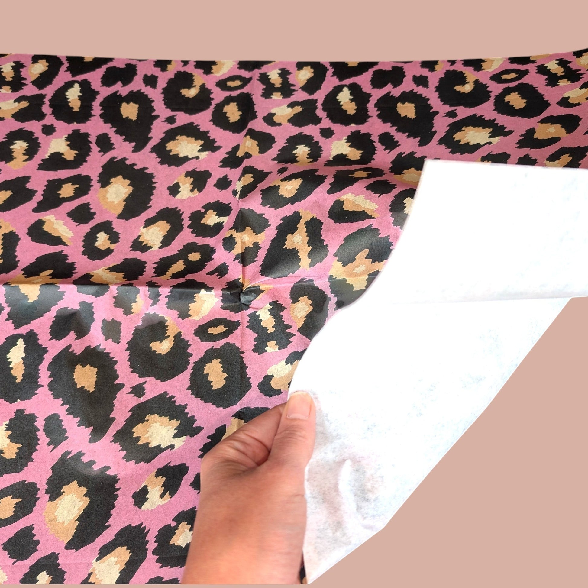 Pieces Reclaimed pink leopard print decoupage tissue paper for furniture upcycling and mixed media art projects