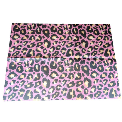 Pieces Reclaimed pink leopard print tissue paper for decoupage, furniture upcycling, and mixed media art projects.