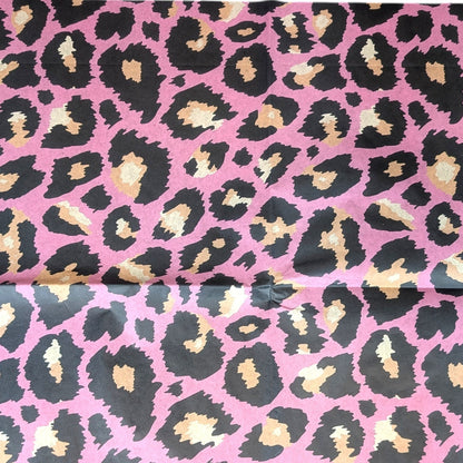Pieces Reclaimed pink leopard print decoupage tissue paper for furniture upcycling and mixed media art projects