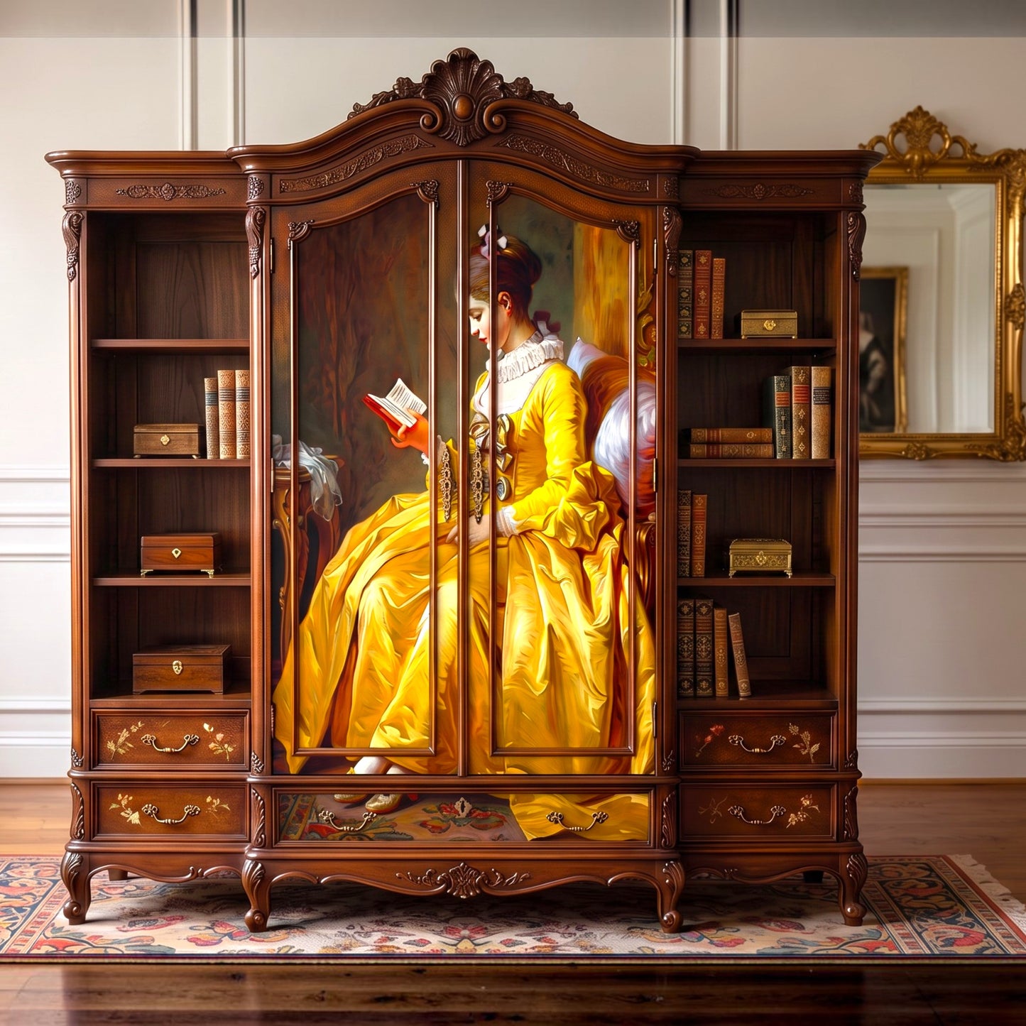 Decoupage Paper of Lady in Yellow Reading a Book: Vintage Art Reproduction for Furniture, DIY Decor & Mixed Media