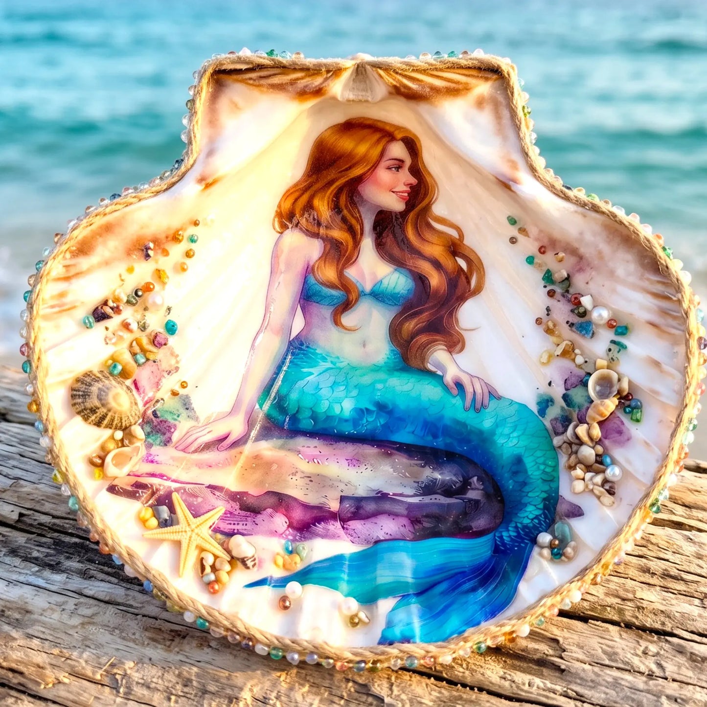 Mermaid Decoupage Paper, Fantasy Rice Paper for Crafts, Ocean Ephemera Junk Journal Collage, Nautical Shell Art, Deco Podge Sheet Pieces Reclaimed